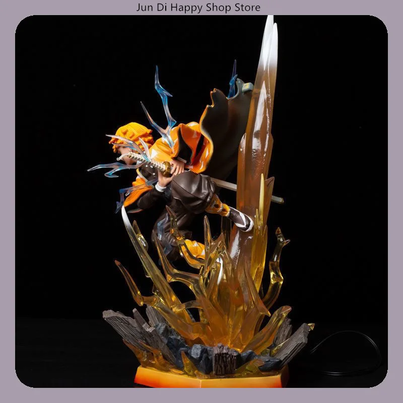 35cm Demon Slayer Zenitsu Thunderclap and Flash Light-up Anime Figure Model Statue Desktop Decoration
