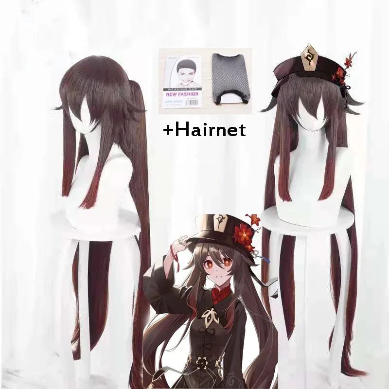 

Genshin Impact Hu Tao Cosplay Wig Hairnet 80CM Game Cos Genshin Impact Wig Hu Tao Cosplay Brown Hair Prop