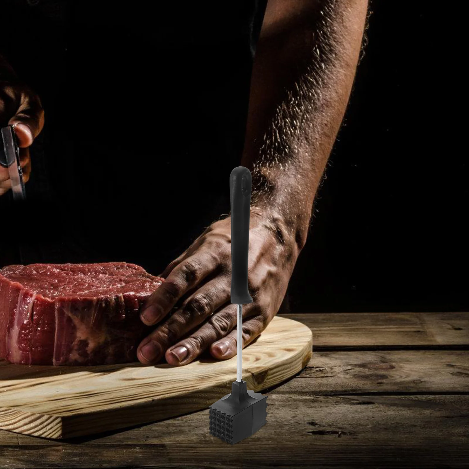 

Meat Mallet Hammer Stainless Steel PP Kitchen Tool Comfortable Grip Meat Tenderizer for Beef Chicken Pork Steak Cooking
