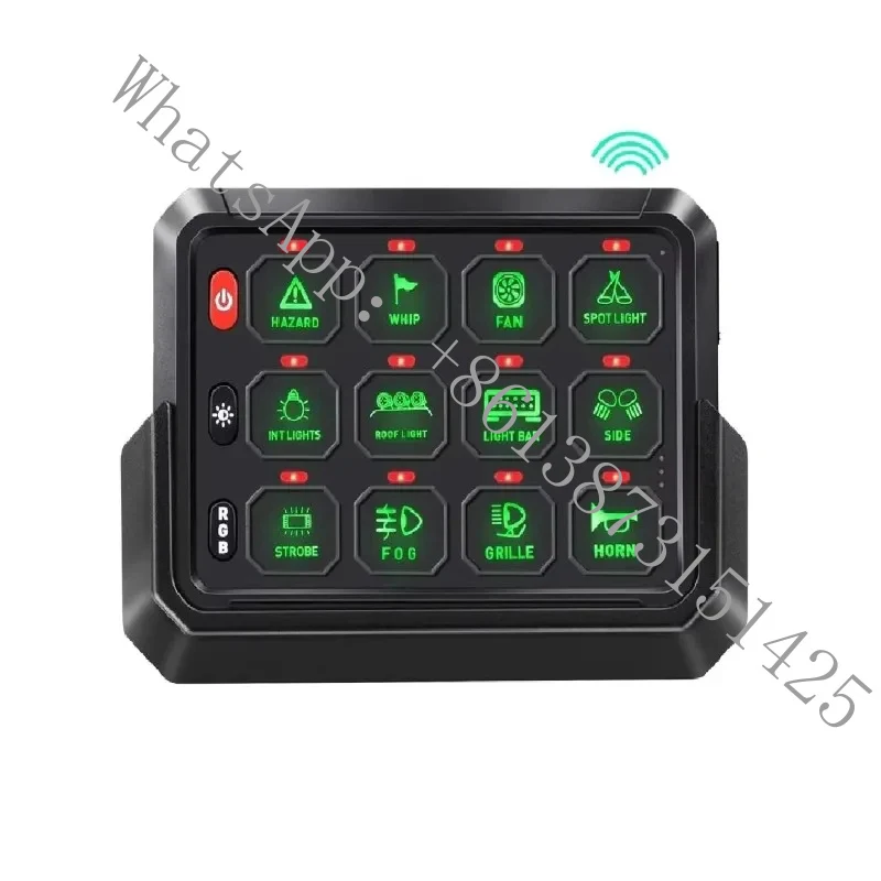 

Suitable Led 12 Gang 12V 24V Relay Switch Panel Wireless RGB Control Truck Fuse and Relay Box With RGB Color