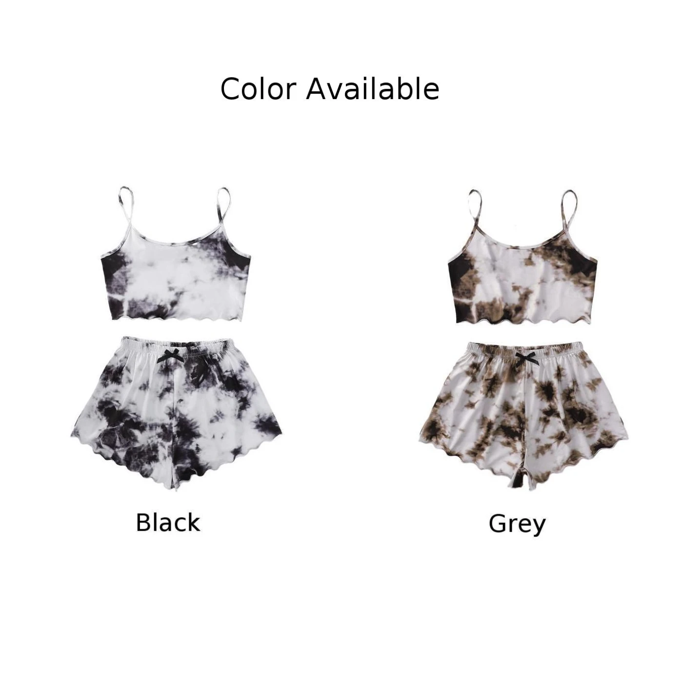 Women Summer Sleepwear Cute Tie-dye Print Nightwear Set Suspender Sleeveless Crop Tops Shorts Comfortable Pajamas 2pcs Outfit