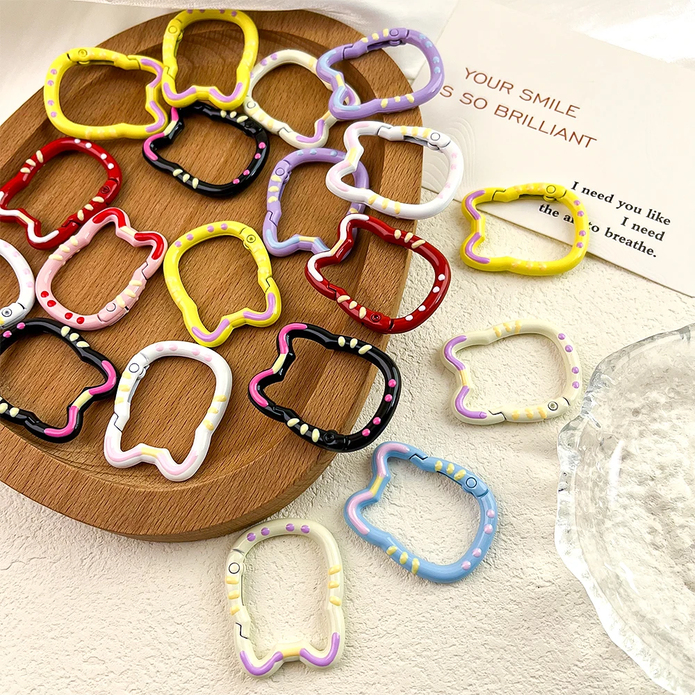 5/10 قطعة متعدد الألوان الحب القط دائرة الربيع مشبك المفاتيح جراد البحر المشبك DIY كيرينغ الكلب سلاسل مشبك صنع المجوهرات اكسسوارات
