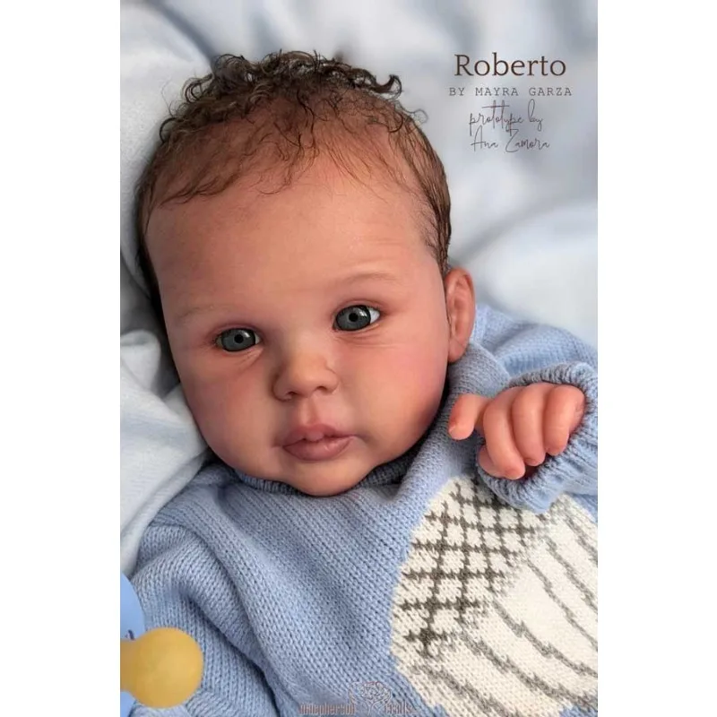 NPK 19Inch Unfinished Unpaited  Fresh Color DIY Dolls Parts Reborn Roberto with Cloth Body Random Eyes Blank Kit