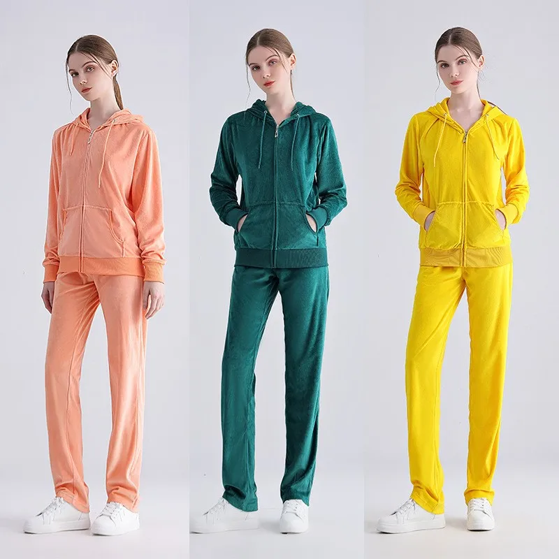 

Velour Tracksuit Womens 2 Piece Sweatshirt Sweatpants Set Hoodie Sweatsuit with Pockets Casual Sportswear Autumn Winter Gym 2025