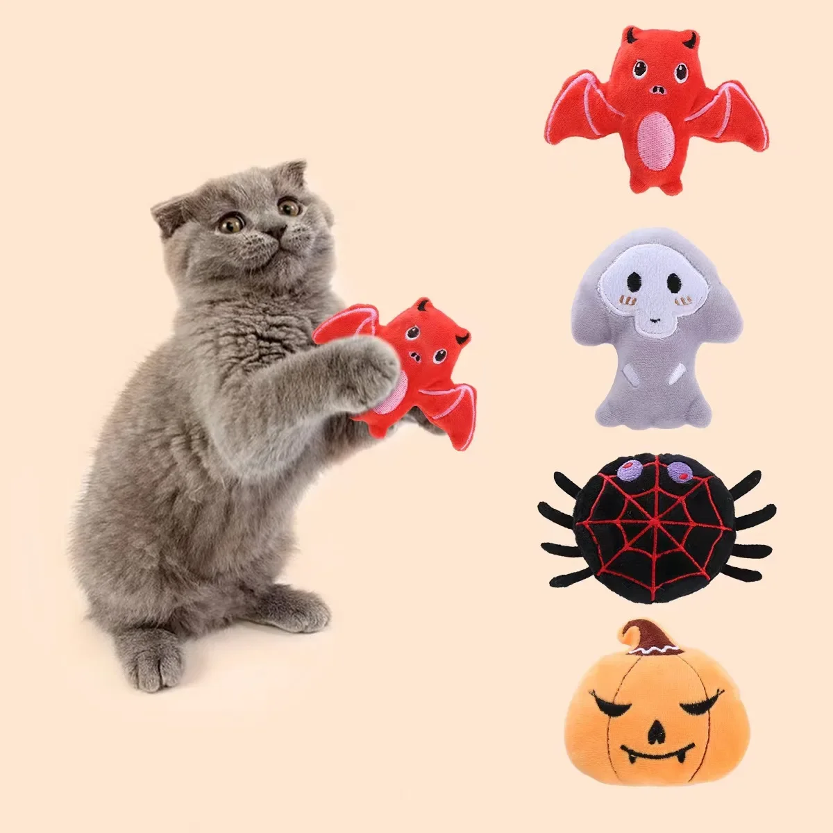 

Pet Halloween Bat Spider Shaped Cat Catnip Toys Catnip Teasing Teeth Grinding Durable Cat Toys Interactive Cats Pet Products