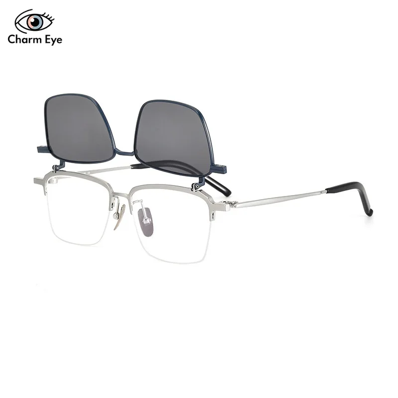 أزياء الرجال الاستقطاب النظارات الشمسية الراقية الوجه يصل إطار التيتانيوم النقي يمكن إقرانها مع العدسات الطبية لقصر النظر