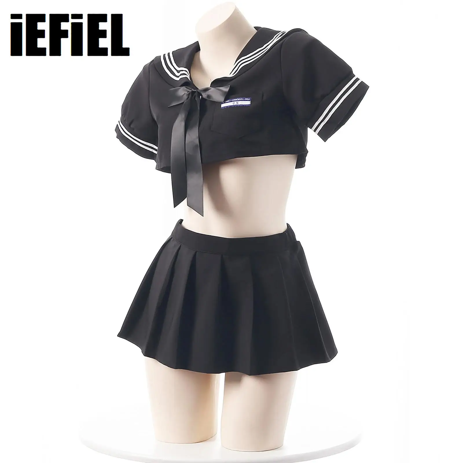 Наряд школьницы для женщин, японская униформа JK для косплея, укороченный топ с короткими рукавами, плиссированная мини-юбка и бант, необычный комплект нижнего белья
