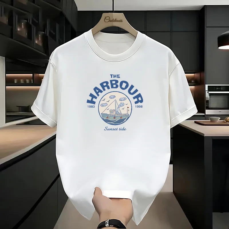 

Short-Sleeved Men Loose Loose Hundred Ins Hong Kong Style T-Shirt Tide Trend Summer New Clothes Bottoming Shirt Cotton T-Shirt