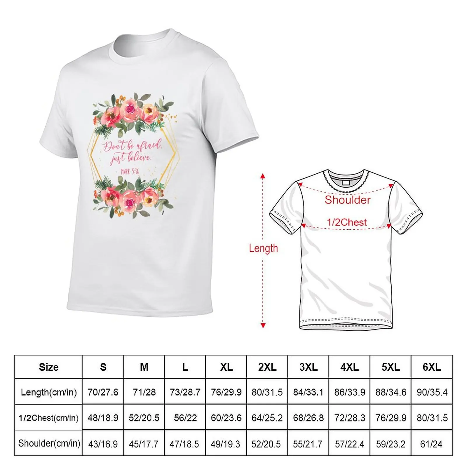 Mark 5:36 - Bible Verse T-Shirt Plus Size Workout Short Sleeve Top