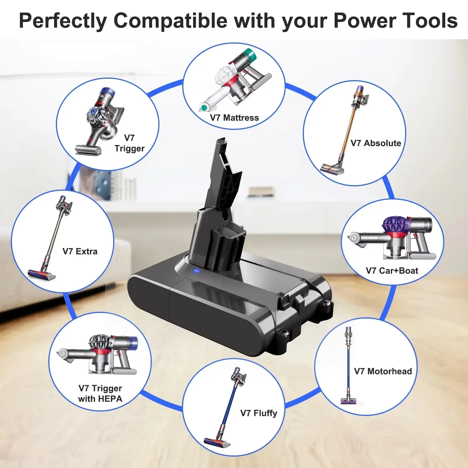 V7/SV11 21.6V Replacement Battery for Dyson V7 Motorhead Pro V7 Trigger V7 Animal V7 Car + Boat Handheld Vacuum Cleaner