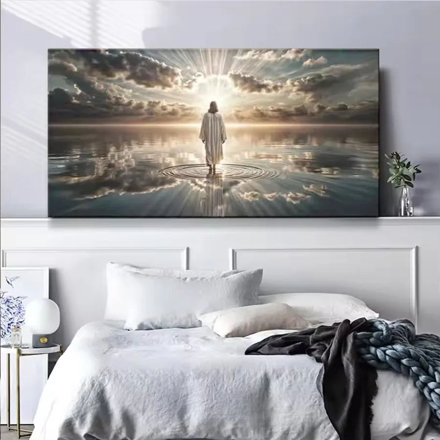 

Jesus Walking on Water Full Diamond Embroidery Christian Jesus 5D Diamond Painting Christ Pictures Mosaic Big Size Home Decor