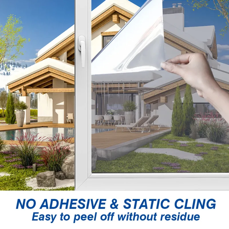 Window Film Daytime One Way Mirror Reflective Building Privacy Protection Static Cling Sun Blocking Anti UV