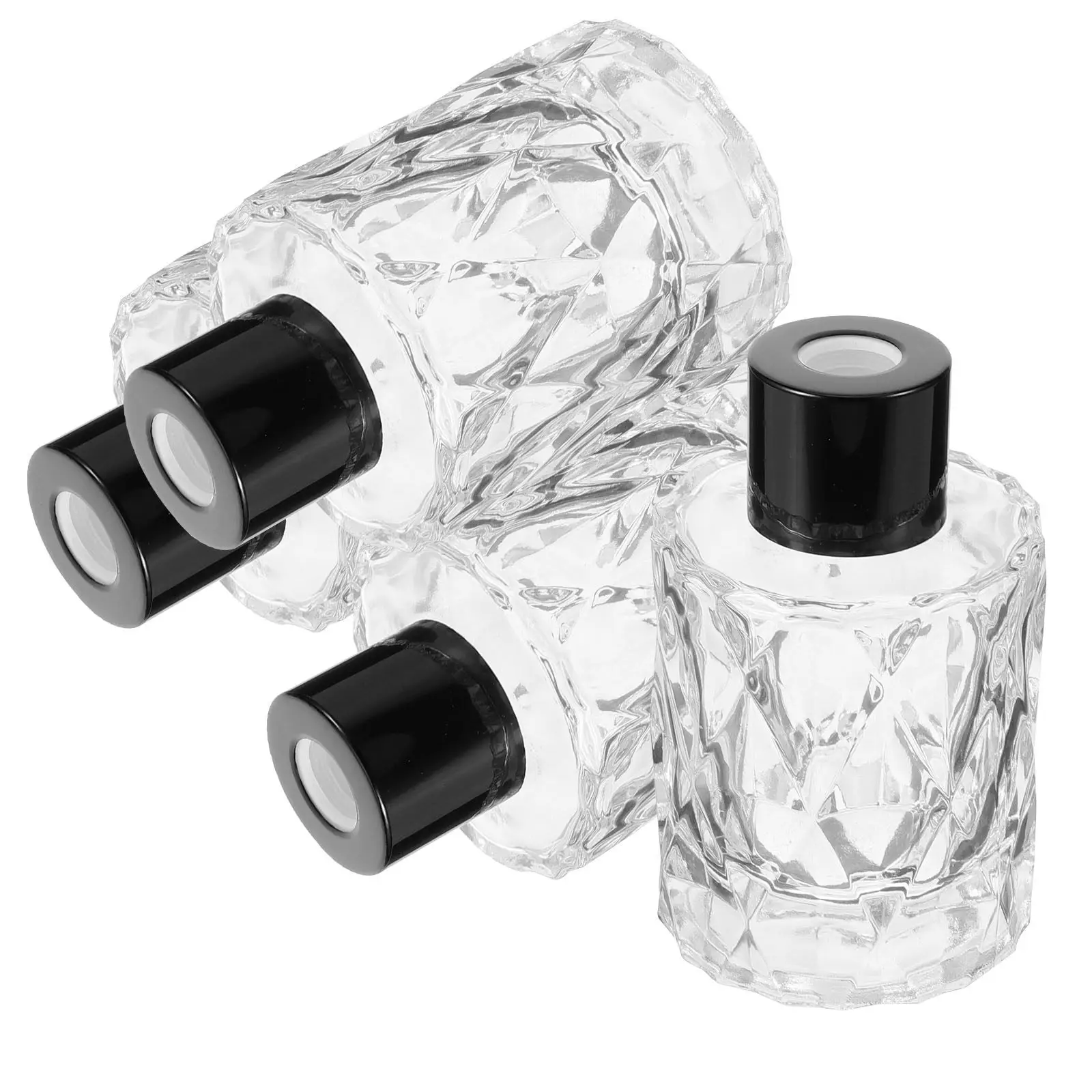 4Pcs Vintage Style Glass Diffuser Bottles Empty Perfume Containers for Aroma Diffusion Living Room Bedroom Study Decor