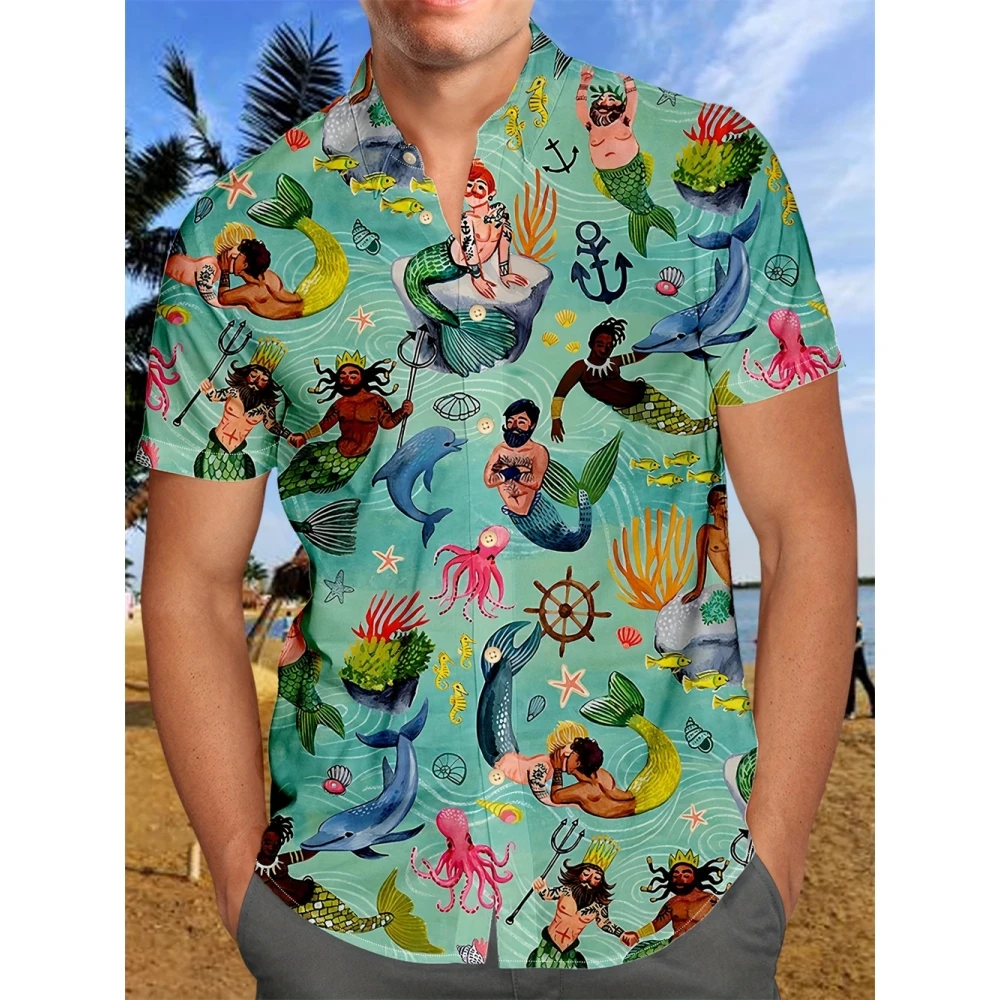 Camisa de manga corta para hombre, camisa hawaiana transpirable, suelta, informal, a la moda, de verano