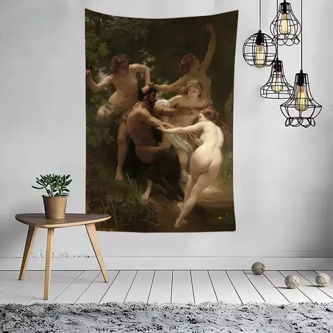 프랑스 화가 W-Wi-lliam A-Adolp-he B-Bou-guere-au 깃발 파티 장식 예술 피크닉 홈 행잉 캠핑 야외 파티 배너