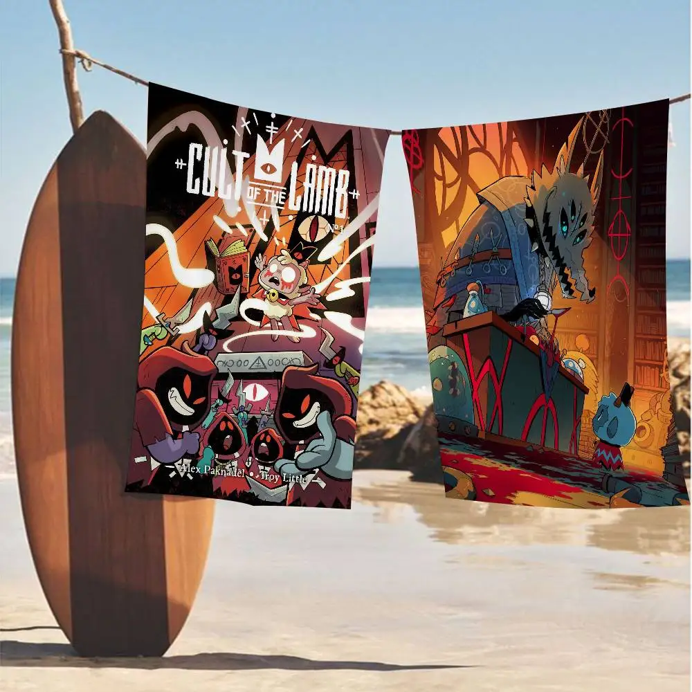 Game Cult Of The L-Lamb Microfiber Printed Beach Towel Mountain Climbing Yoga Beach Swimming Running Absorbent Soft Towel