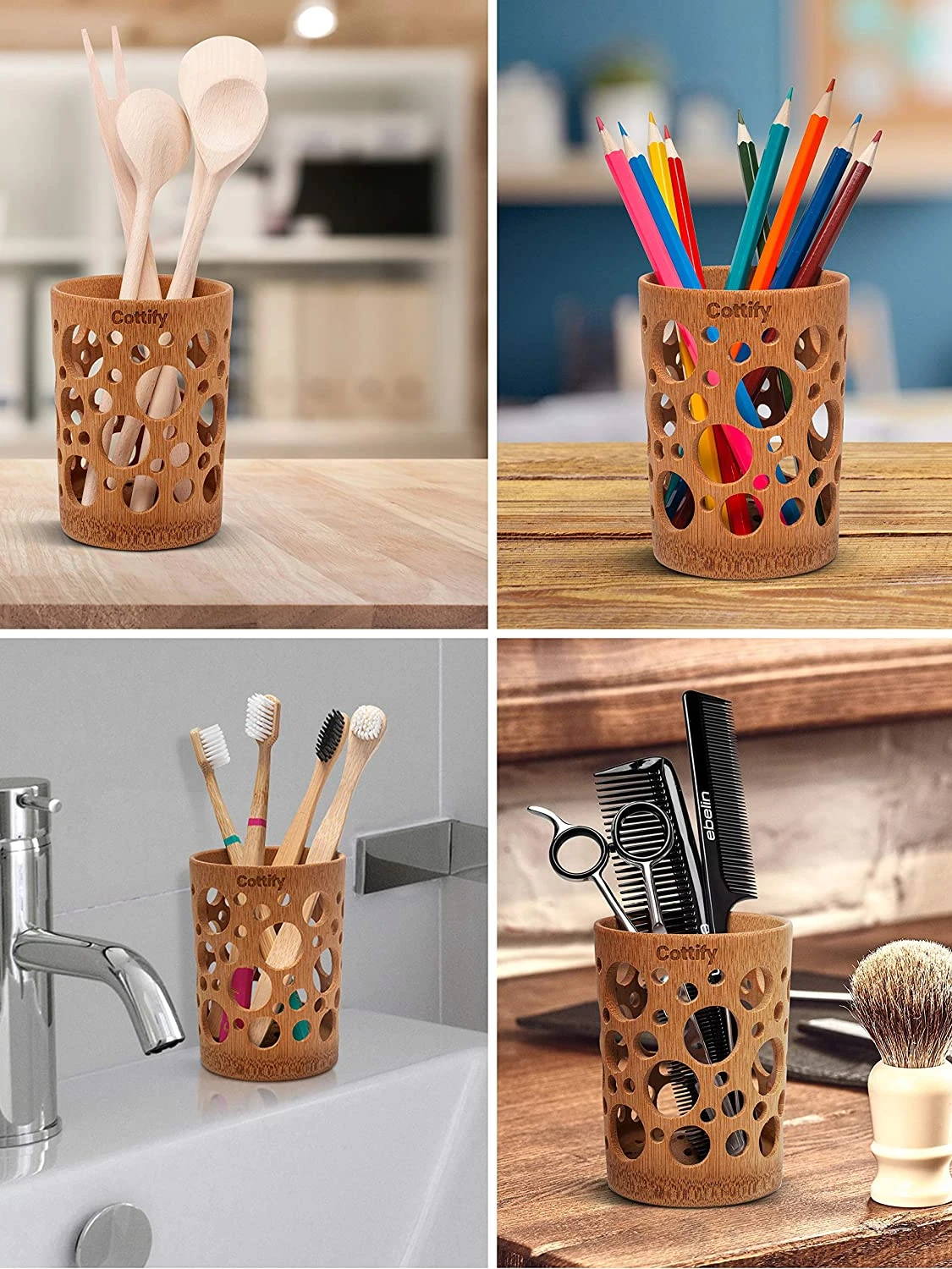 1pc Natural Bamboo Toothbrush Holder Bathroom Toothbrush Cup Drainage Quick Drying Bathroom Cup Toothpaste Holder Degradable Cup