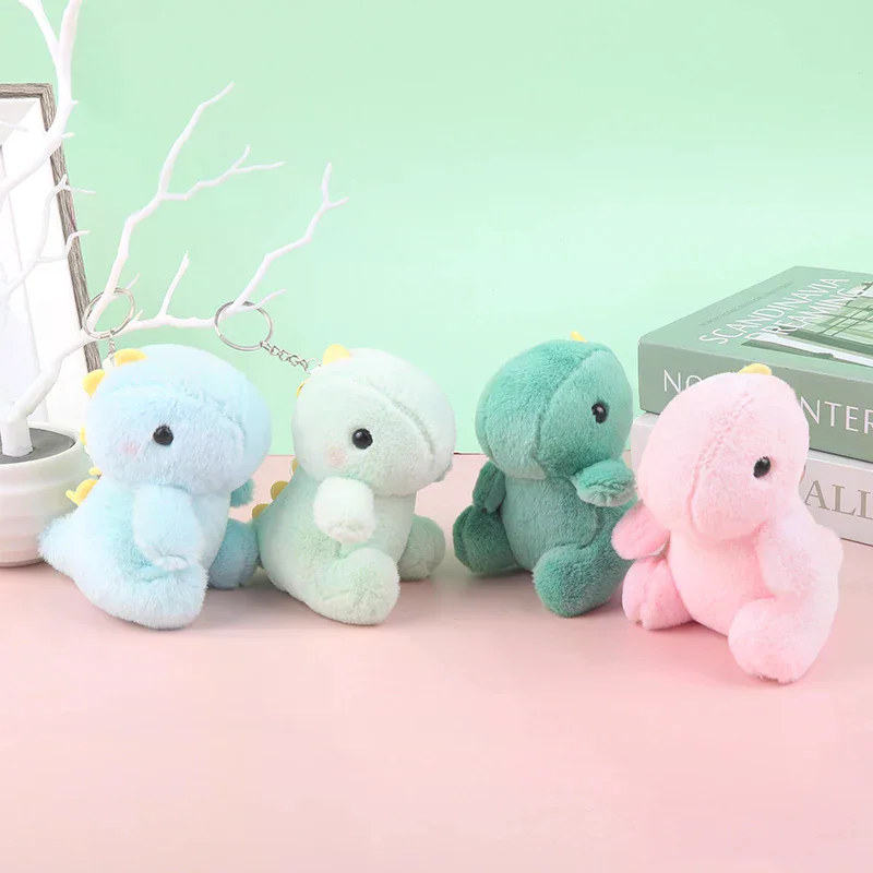 Simpatico dinosauro peluche ciondolo animale cartone animato bambola di pezza morbida portachiavi zaino borsa per auto portachiavi decorazione regalo per bambini
