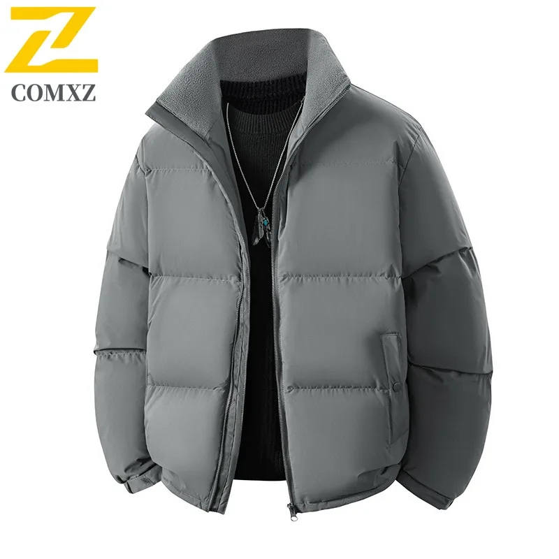

COMXZ Autumn Winter 2025 New Fleece Down Jacket Trendy Fashion White Duck Down Warm Thick Men All-Match Short Style windbreaker