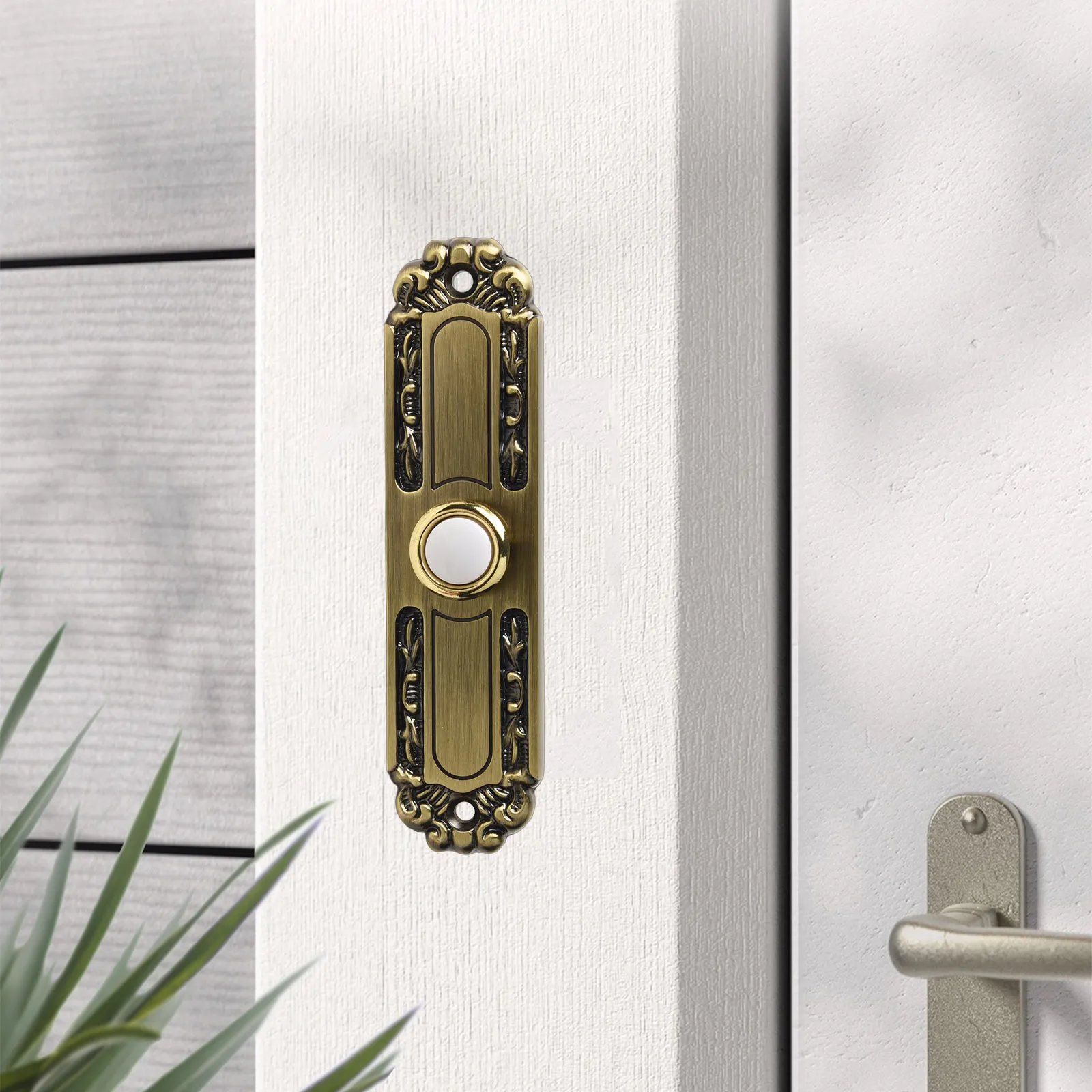 Antique Bronze Lighted Doorbell Button Wired Door Bell Push Buttons Rectangular LED Door Chime Wall Mounted Doorbell Switch