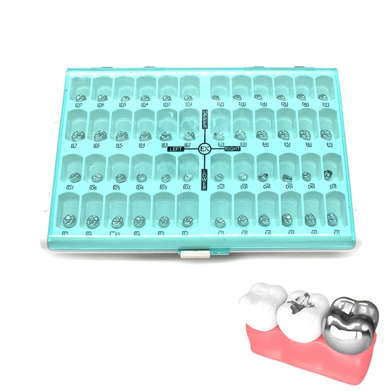 

48Pcs/Box Dental Kid Crowns Preformed Metal Crown Stainless Steel Temporary Crowns Dentistry Orthodontic Material Therapy Tools