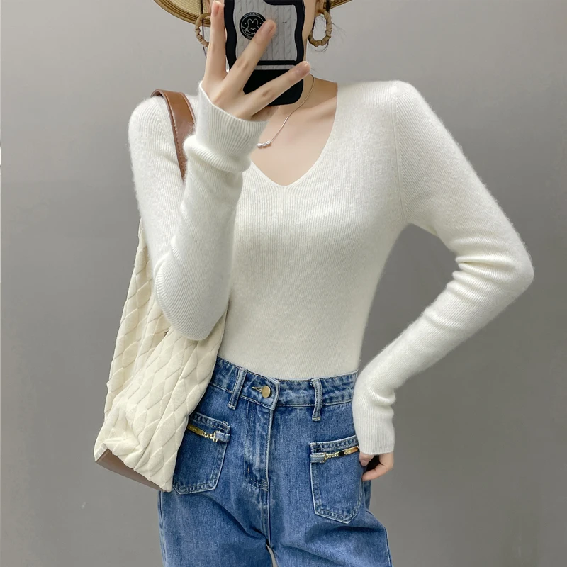 

Women's Basics Cashmere Pullover Autumn Winter V-Neck Sweater 100% Cashmere Knitwear Female Grace Soft Clothes New Warm Tops