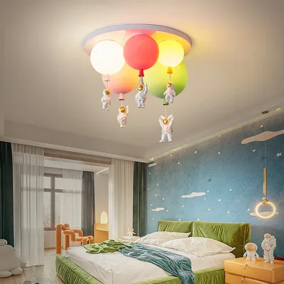 Bedroom Lamp Luxury Children's Room LED Chandelier Cartoon Simple Ceiling Lamp Space Lighting Ball Chandelier