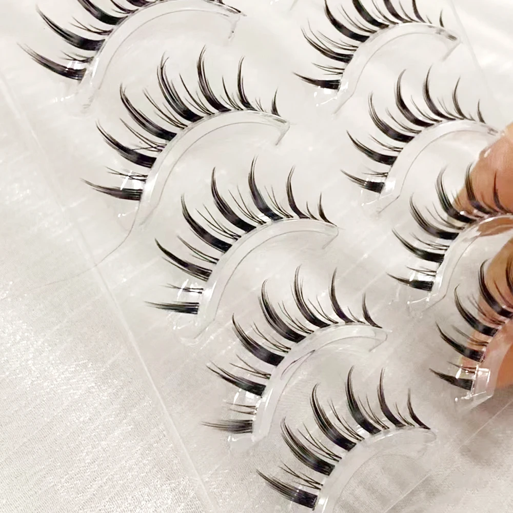 Yelix 5 Pairs False Eyelashes Japanese Style Makeup Thick Eyelash Extension Cosplay Makeup Lashes Manga Fake Eye Lashes