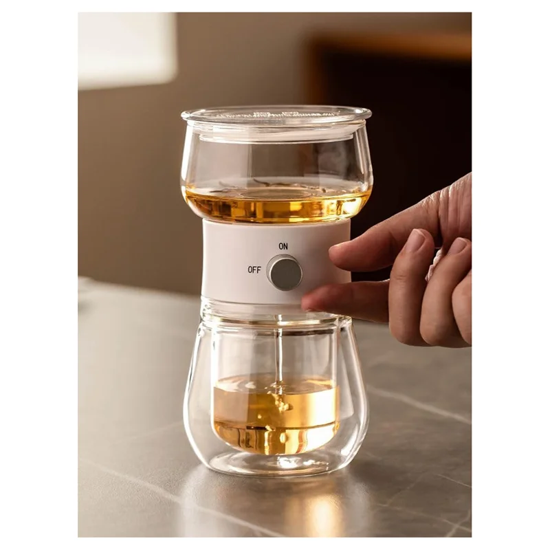 PORK-240Ml Glass Tea Pot Set With One-Key Separation, Stainless Steel Filter And Travel Tea Infuser,Ideal For Steaming Tea