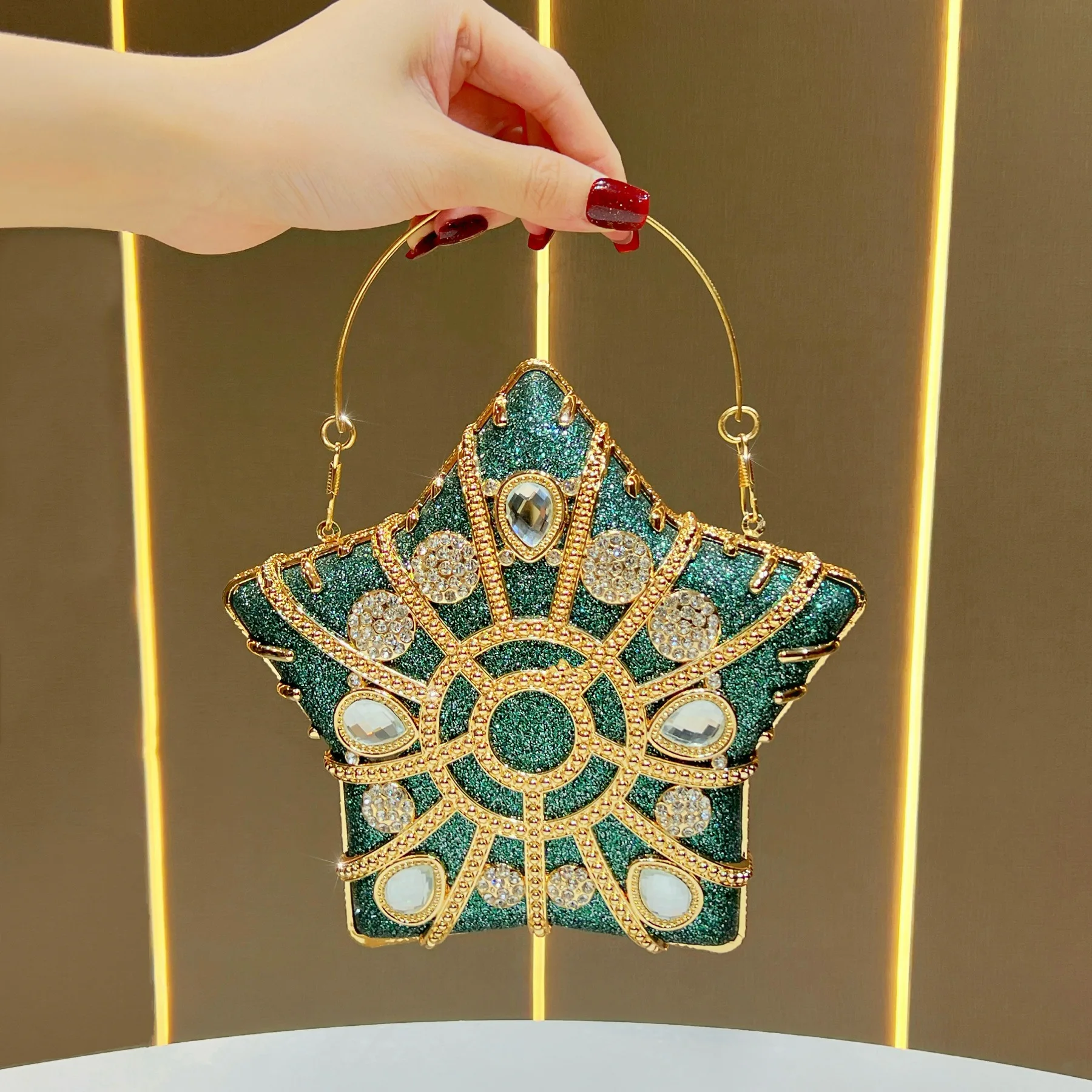 New light luxury heavy industry starfish bag diamond-encrusted premium clutch  Xiaoshang shoulder messenger women's  handbag