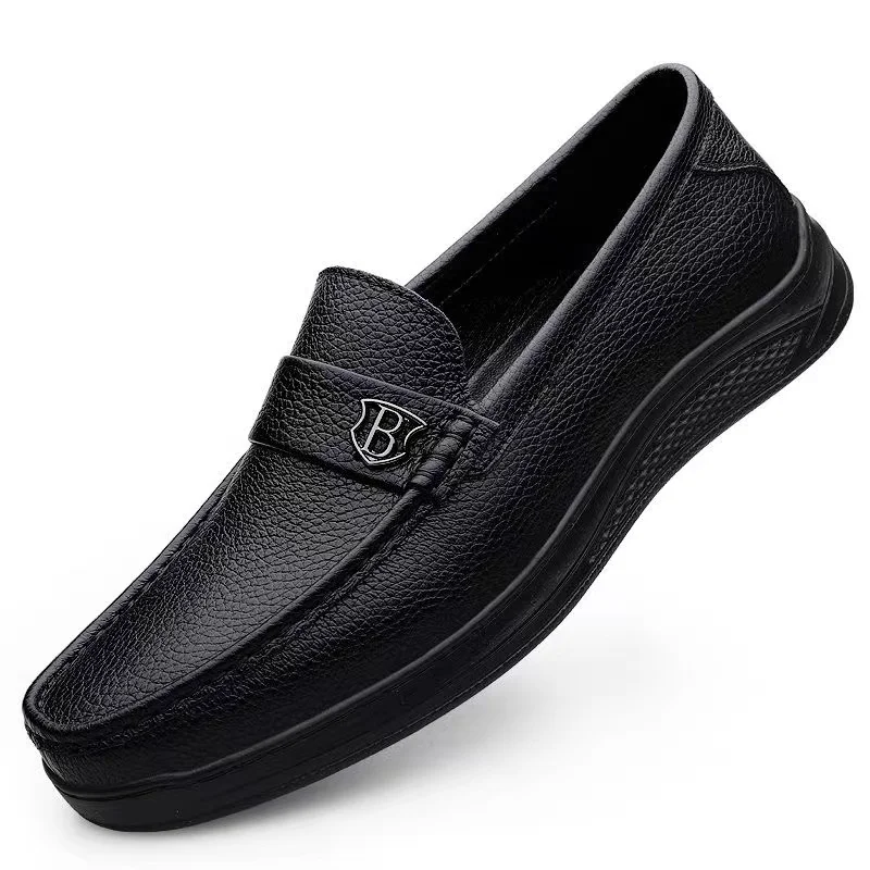 Genuine Leather Casual Shoes Men Handmade Slip on Platform Walking Shoes Outdoor Footwear Driving Loafers Breathable Sneakers