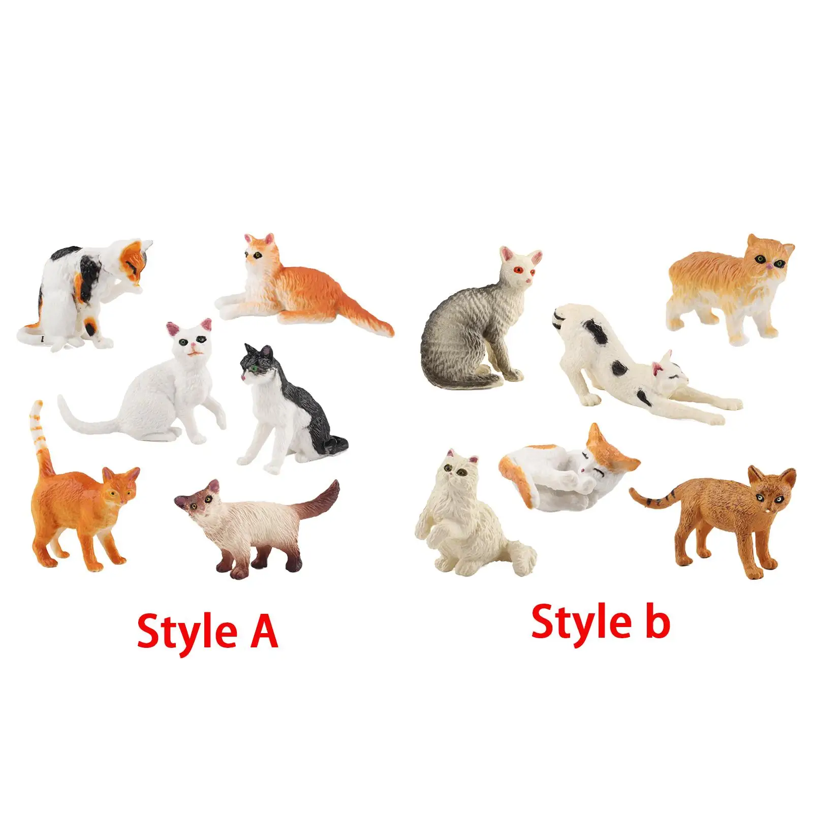 Realistic Cat Toys Kits Plastic Kitty Animal Figures Countertop Decorative Statue for Indoor Outdoor Lawn Gift