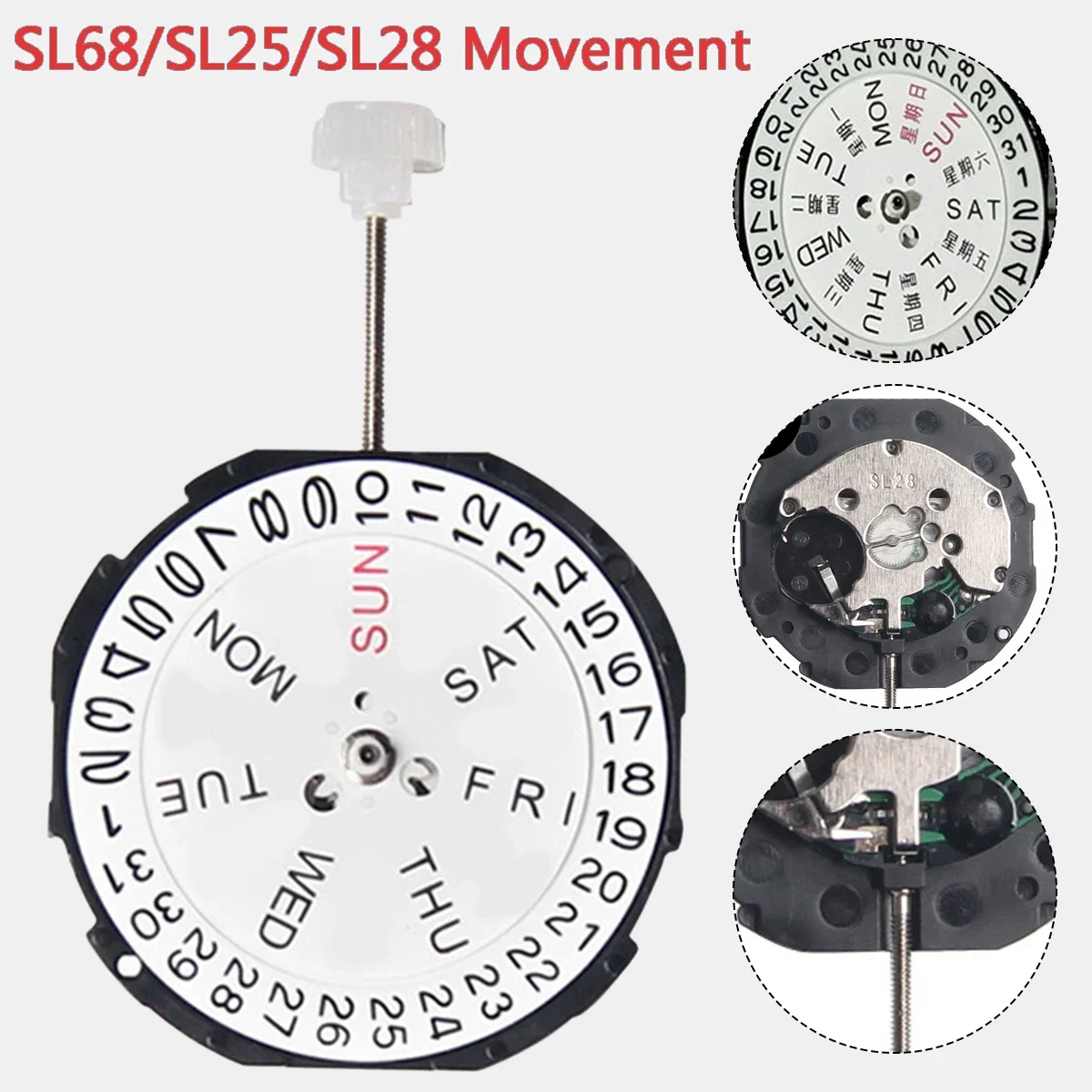 SL28/SL68/SL25 Three Hands Original Movement Date Display Gift Watch Wristwatch Parts Watch Repair Tool Watch Repair Accessories