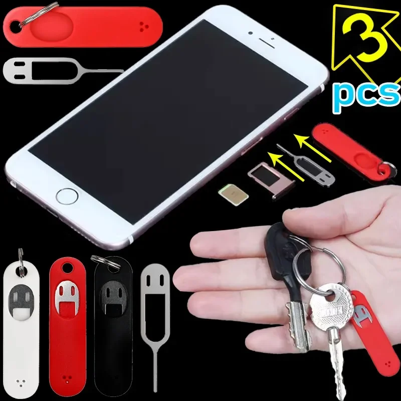 Detachable Card Pin Keychain Mobile Phone Card Needle Anti Loss Keyring Tablets Needles Portable Anti-lost Metal Thin Key Chain