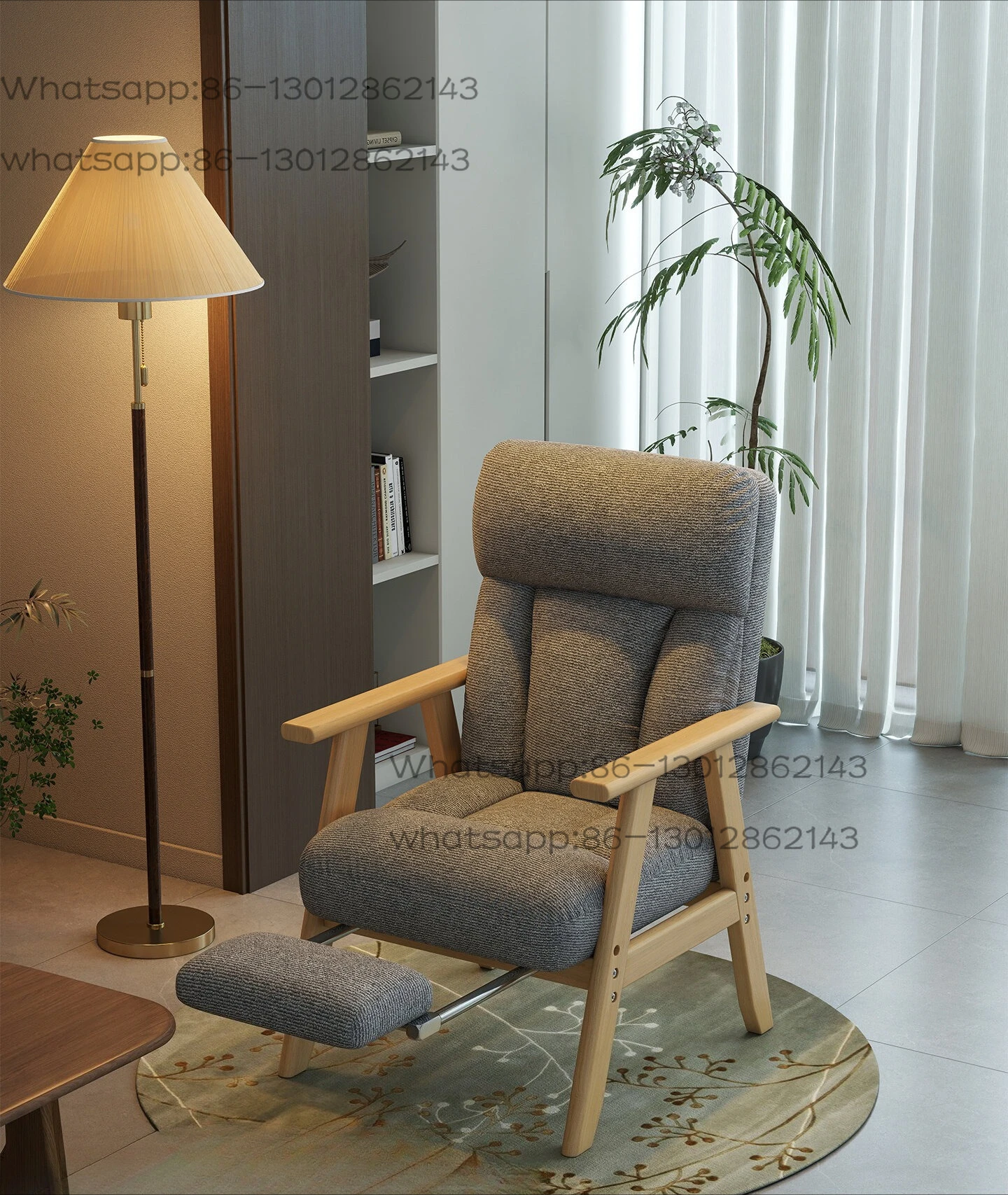 Solid wood sofa chair for the elderly, single sofa balcony lunch break recliner