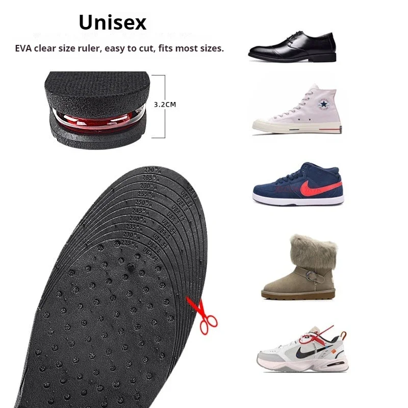 3-9 سنتيمتر الارتفاع زيادة نعل وسادة ارتفاع رفع قابل للتعديل قطع الحذاء كعب إدراج أطول صدمة دعم وسادة للقدم ماصة #6