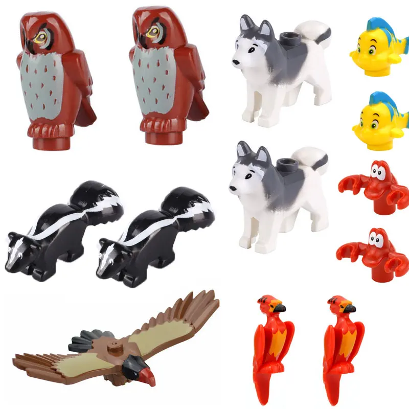 Bloques de construcción compatibles con animales pequeños, juego de bloques de construcción para niños, tortugas MOC, pájaro, Delfín, pez, MOCA,