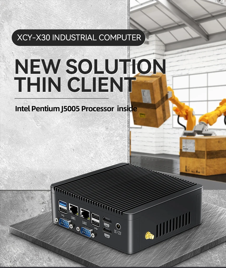 XCY X30G Безвентиляторный IPC Mini PC 4x последовательных портов 2x LAN 2x HDMI 8x USB DDR4 M.2 SSD Mini PCIe SIM-слот GPIO LVDS TPM2.0 Win11 Linux