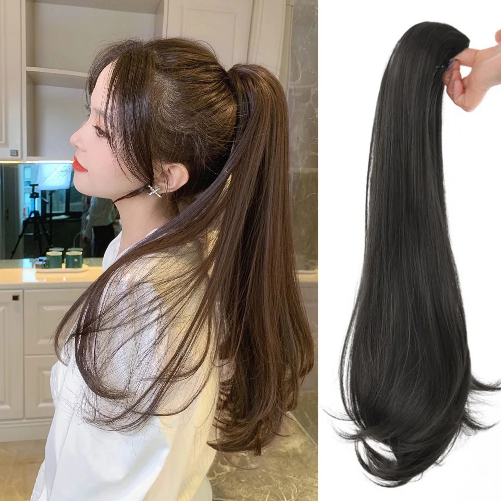 

Синтетический длинный вьющийся хвостик, шиньон, зажим для когтей, высокий наращивание хвоста, естественный вид, термостойкий для женщин, повседневная вечеринка