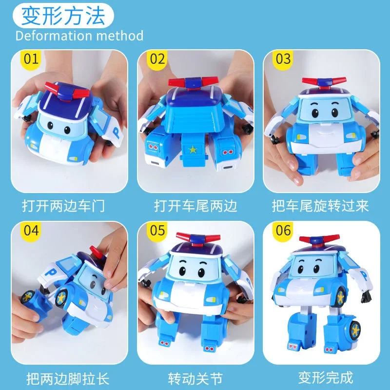 2pcs/set Poli Car Transform Vehicle Robot Toy Poli Amber Roy Action Figure Transform Bus Cartoon Kid Toy Birthday Children Gifts