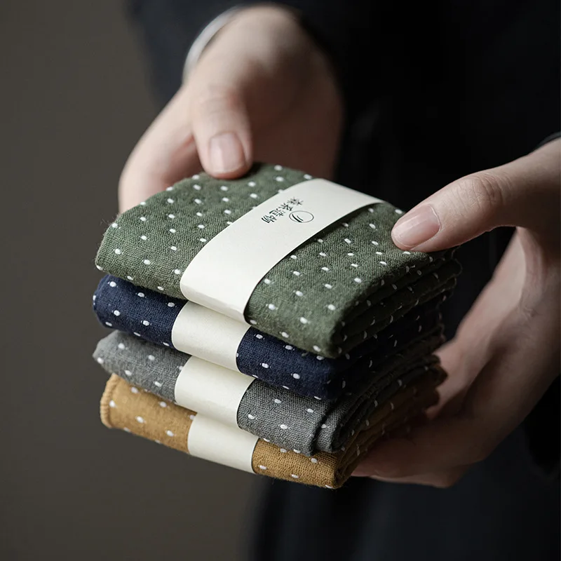 Water Absorbent Cotton Linen Tea Towel Japanese Style Clean Square Tea Ceremony Accessory Simple Forest System Tablecloth Cloth
