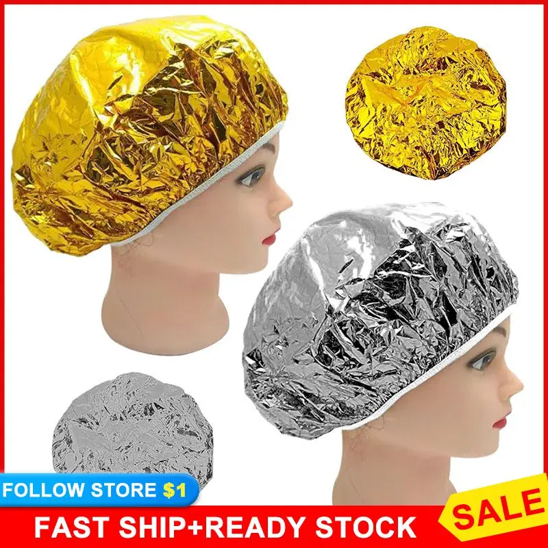 Disposable Shower Caps  One-off Bathing Hat Aluminum Foil Cap For Beauty Salons Hair Elastic Caps Hair Care Protector