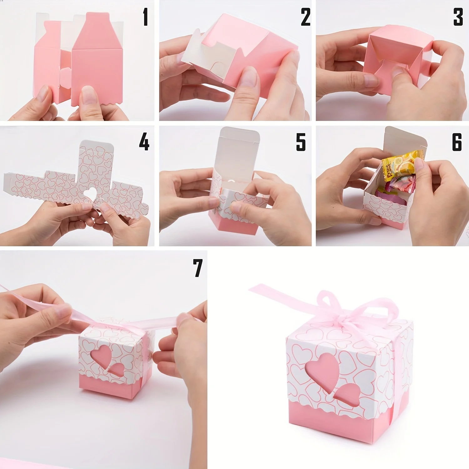 10/30/50Pcs Double Love Heart Candy Gifts Boxes Wedding Favor Gifts Boxes Packaging with Ribbon Wedding Birthday Party Decor view 6