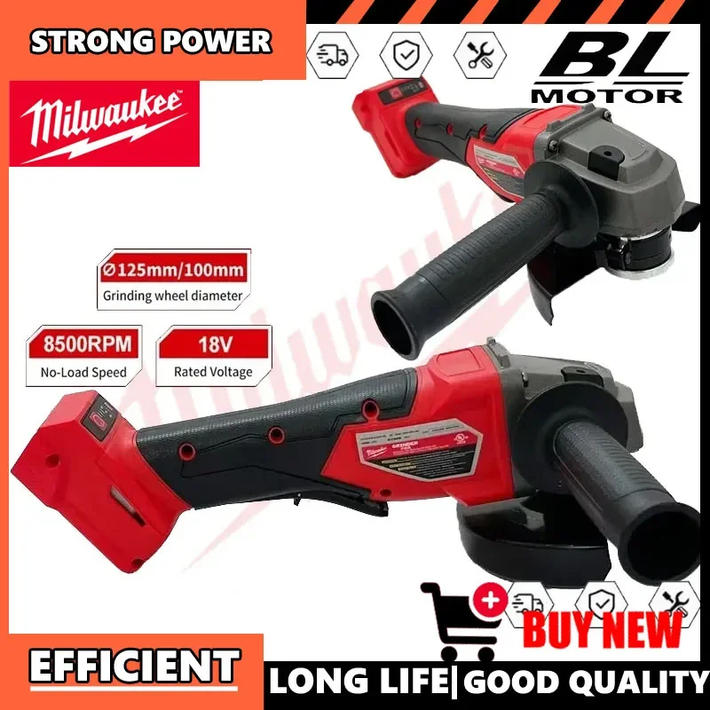 

Бесщеточная угловая шлифмашина Milwaukee 125 мм (2025) для полировки и резки, с кнопочным переключателем без фиксации, аккумуляторный электроинструмент