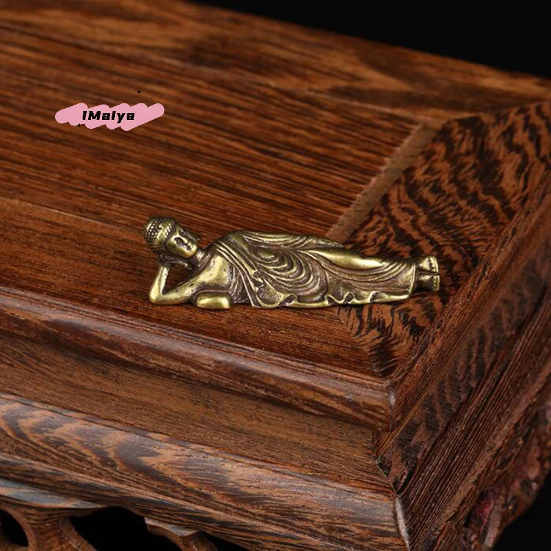 Picture 4: M-1PC Mini Retro Golden Lying Amitabha Buddha Statue Sculpture Figurines Copper Pure Brass Home Decoration Statues