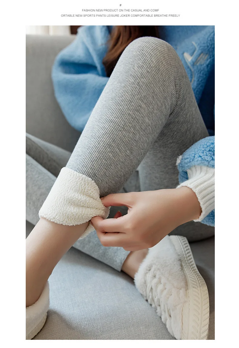 Mùa Đông Nữ Làm Dày Lambwool Quần Legging Nhiệt Nhung Giảm Béo Quần Với Trang Quần Đen Co Giãn Xám Dày Ấm Quần Legging