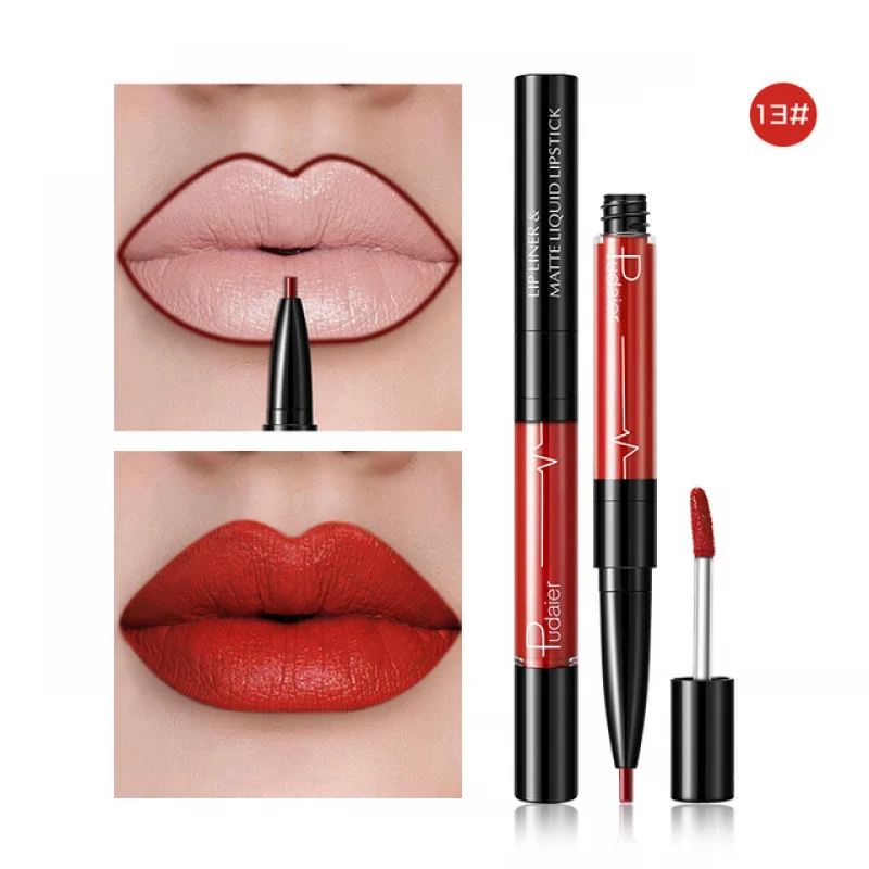 Double-end Matte Lipstick Pen Lip Liner Gloss Long-lasting Waterproof Tattoo Paint Lip Tint Matte Stick Lip Gloss Lip Pigment