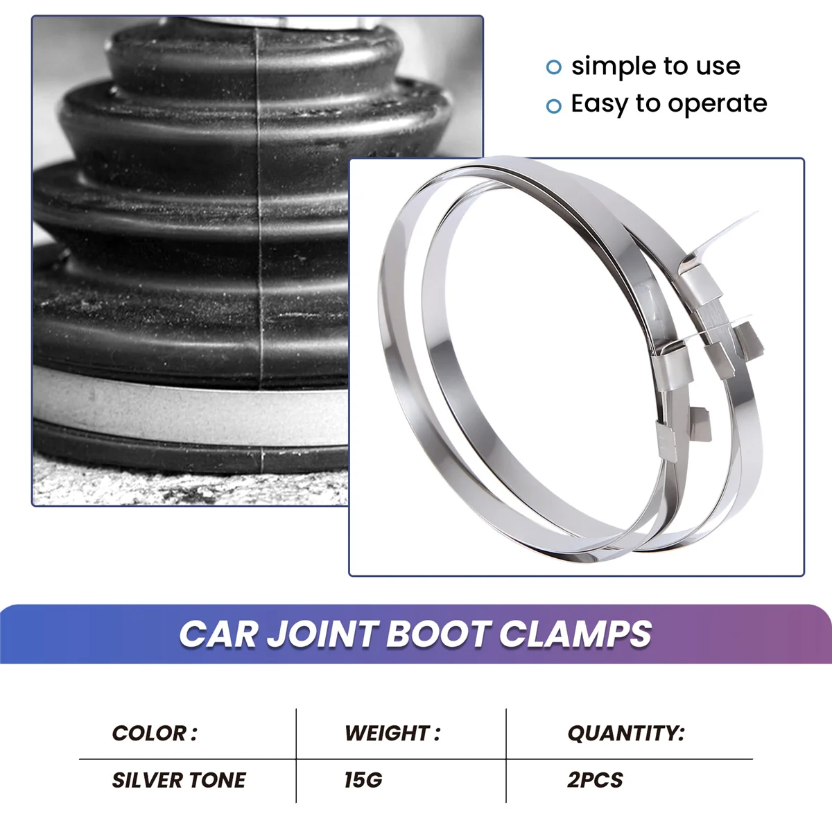 Vehicle Car Constant Velocity CV Joint Boot Clamp Clip Fastener 2 Pcs F