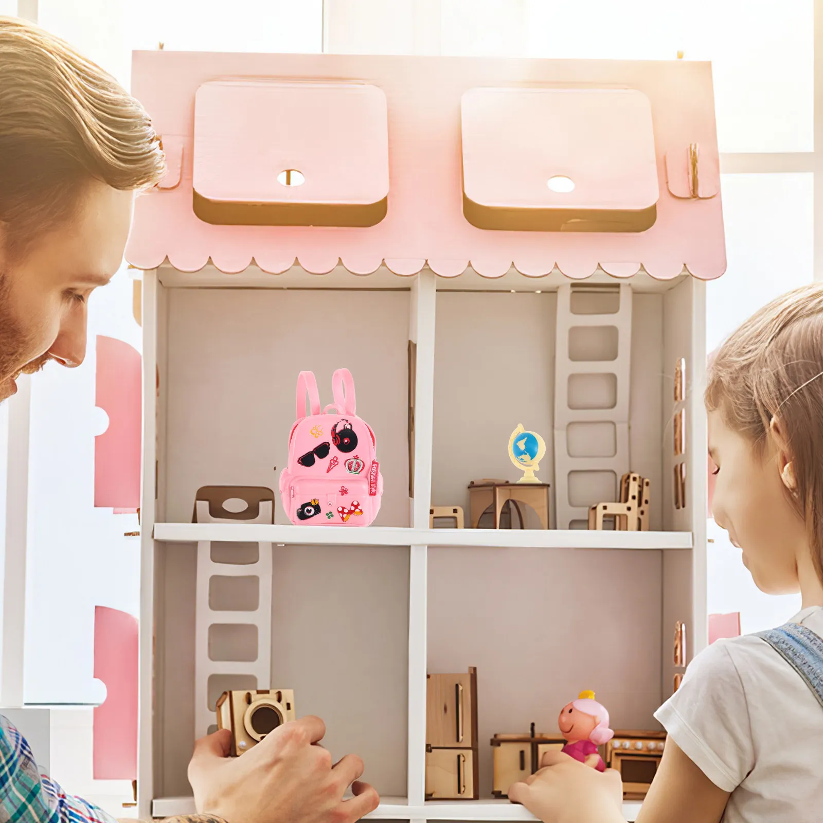 

Набор миниатюрных школьных принадлежностей для кукольных домиков: рюкзак, мини-компьютер, линейка, канцелярские принадлежности. Яркие цвета, прочные, долговечные.