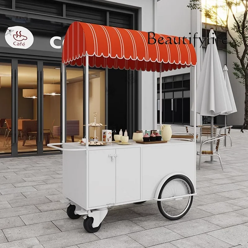 KS Stall trolley hand push commercial display stand stall float multi-functional mobile coffee cart